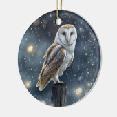 雪の中のフクロウ 冬至 または クリスマス セラミックオーナメント (左)