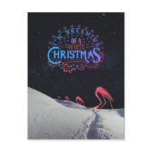 雪の中のフラミンゴと宇宙のクリスマスの珍奇な光景