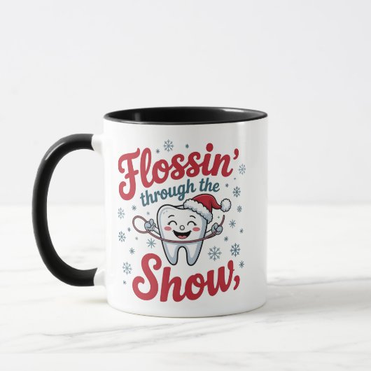 雪の中のフロッシング 楽しいクリスマス ユーモア マグカップ (左)