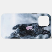 雪の中のブラックジャーマンシェパードの掛け布団カバー Case-Mate iPhoneケース (裏面 (横))