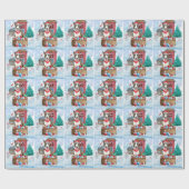 雪の中のブルテリア犬クリスマスドッグハウス ラッピングペーパー (フラット)