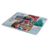 雪の中のプードル犬クリスマスドッグハウス カッティングボード (角)