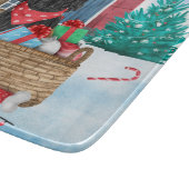 雪の中のプードル犬クリスマスドッグハウス カッティングボード (角)