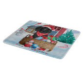 雪の中のプードル犬クリスマスドッグハウス カッティングボード (角)