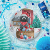 雪の中のプードル犬クリスマスドッグハウス ペーパープレート (パーティー)