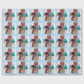 雪の中のプードル犬クリスマスドッグハウス ラッピングペーパー (フラット)