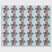 雪の中のプードル犬クリスマスドッグハウス ラッピングペーパー (フラット)