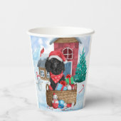 雪の中のプードル犬クリスマスドッグハウス 紙コップ (裏面)