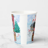 雪の中のプードル犬クリスマスドッグハウス 紙コップ (左)