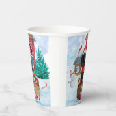 雪の中のプードル犬クリスマスドッグハウス 紙コップ (右)