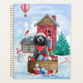 雪の中のプードル犬 クリスマスの犬小屋 プランナー手帳 (正面)