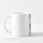 雪の中のペキンゼドッグのクリスマスドッグハウス コーヒーマグカップ (左)