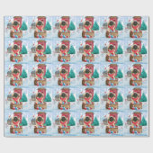 雪の中のペキンゼドッグのクリスマスドッグハウス ラッピングペーパー (フラット)