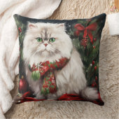 雪の中のペルシャ猫 クッション (ブランケット)