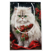 雪の中のペルシャ猫 ミディアムペーパーバッグ (正面)