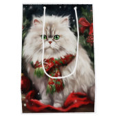 雪の中のペルシャ猫 ミディアムペーパーバッグ (裏面)