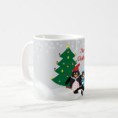 雪の中のペンギン クリスマス コーヒーマグカップ (正面左)