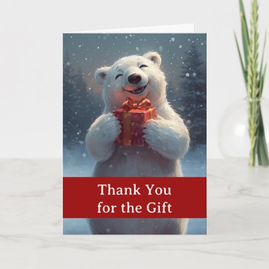 雪の中のホッキョクグマのクリスマスギフトのお礼 カード (正面)
