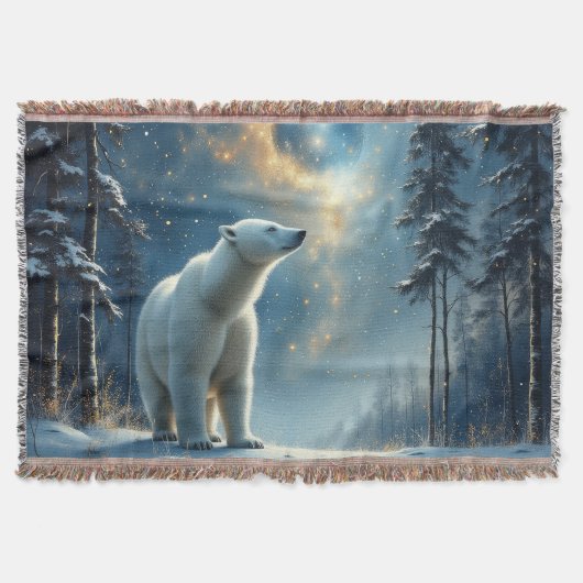 雪の中のホッキョクグマの魔法 スローブランケット (正面)