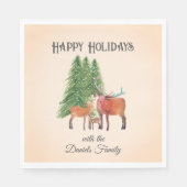 雪の中のホリデーディアーパーソナライズされた スタンダードランチョンナプキン (正面)