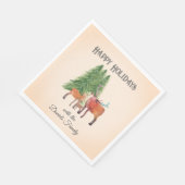 雪の中のホリデーディアーパーソナライズされた スタンダードランチョンナプキン (角)