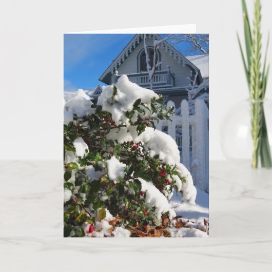 雪の中のホリーベリー – Martha's Vineyard カード (正面)