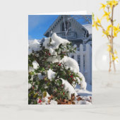 雪の中のホリーベリー – Martha's Vineyard カード (黄色い花)