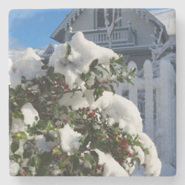 雪の中のホリーベリー – Martha's Vineyard ストーンコースター