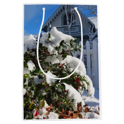 雪の中のホリーベリー – Martha's Vineyard ミディアムペーパーバッグ (正面)