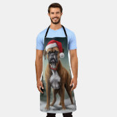 雪の中のボクサー犬 エプロン (着用した状態)