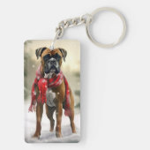 雪の中のボクサー犬 キーホルダー (裏面)
