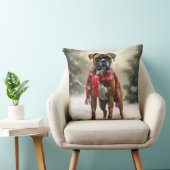 雪の中のボクサー犬 クッション (椅子)