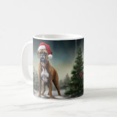 雪の中のボクサー犬 クリスマス コーヒーマグカップ (正面左)