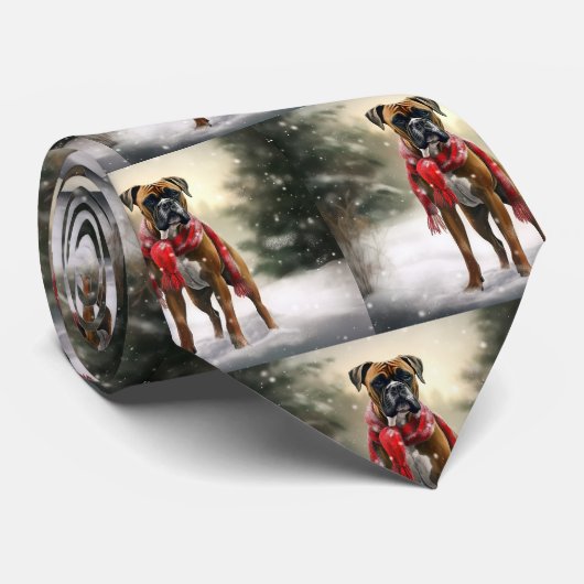 雪の中のボクサー犬 ネクタイ (ロール)