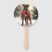 雪の中のボクサー犬 ハンドファン (正面)