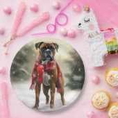 雪の中のボクサー犬 ペーパープレート (パーティー)