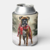 雪の中のボクサー犬 缶クーラー (缶正面)