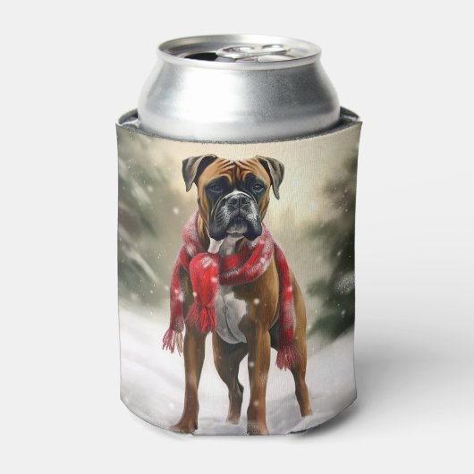 雪の中のボクサー犬 缶クーラー (缶正面)