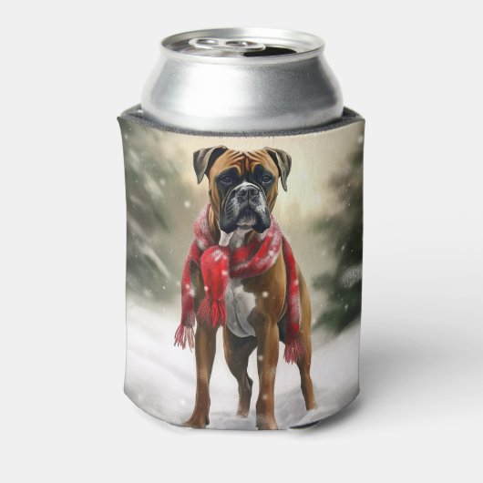 雪の中のボクサー犬 缶クーラー (缶裏面)