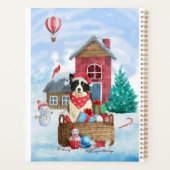 雪の中のボーダーコリーとクリスマスの犬小屋 プランナー手帳 (裏面)
