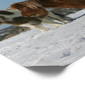 雪の中のミニチュア馬のグループ ポスター (角)