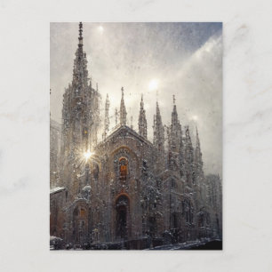 雪の中のミラノduomo ポストカード