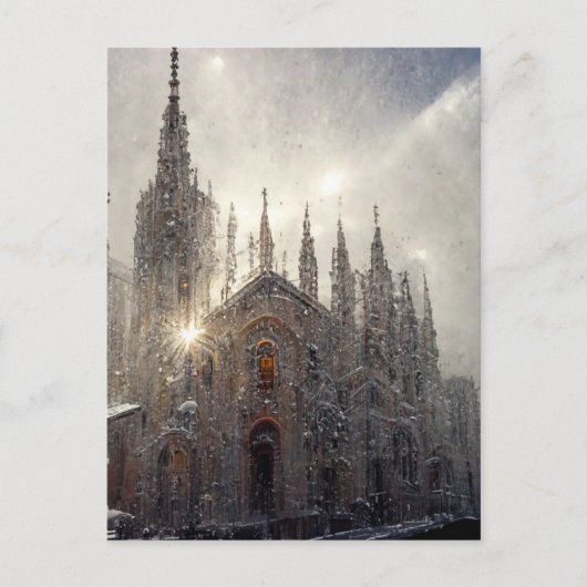 雪の中のミラノduomo ポストカード (正面)