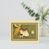 雪の中のメリークリスマスかわいい子供たち シーズンポストカード (スタンド正面)