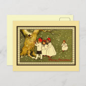 雪の中のメリークリスマスかわいい子供たち シーズンポストカード (正面/裏面)