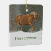 雪の中のメリークリスマスの馬 セラミックオーナメント (右)