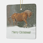 雪の中のメリークリスマスの馬 セラミックオーナメント (左)