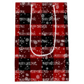 雪の中のメリークリスマス文字 ミディアムペーパーバッグ (裏面)