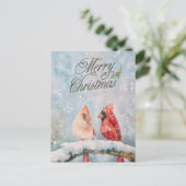 雪の中のメリークリスマス赤深紅色 シーズンポストカード (スタンド正面)