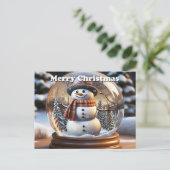 雪の中のメリークリスマス雪だるま 案内ポストカード (スタンド正面)